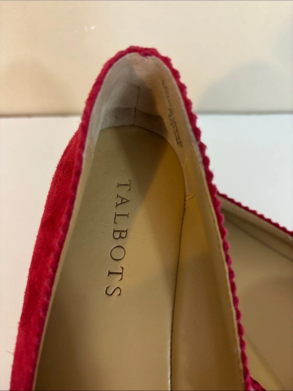Talbots Red Suede Pointed Toed Penny Loafers Size 7.5 M
